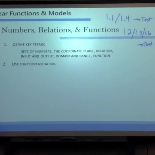 1.1 - Precalculus--Numbers, Relations, and Functions Part 1