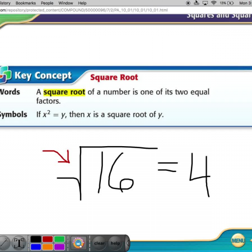 Squares and Square Roots, Lesson 10-2