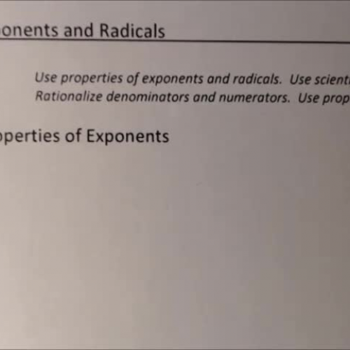 College Algebra P.2 Exponents & Radicals Video #1