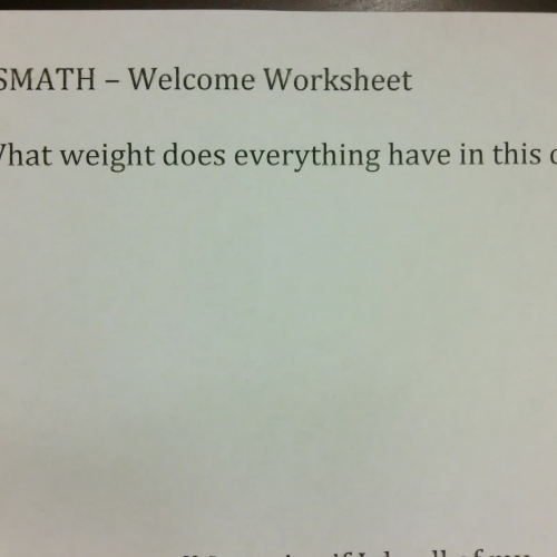 SSHSMATH - Welcome Worksheet