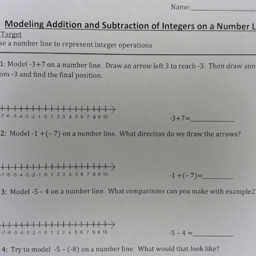 Lesson 1.3 - Modeling Addition and Subtraction with Number Lines