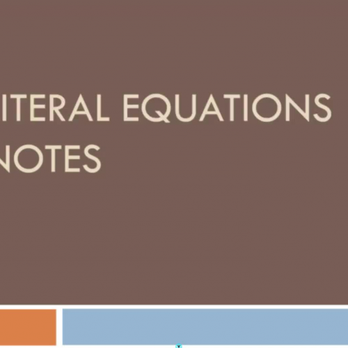 Pre AP Literal Equations Notes
