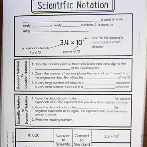 Scientific notation foldable notes