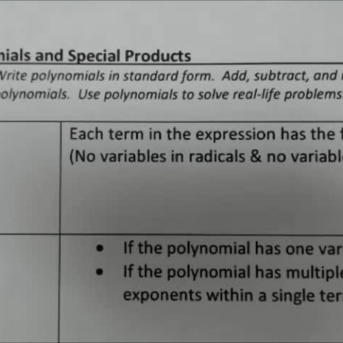 CA P.3 Notes - Polynomials and Special Products