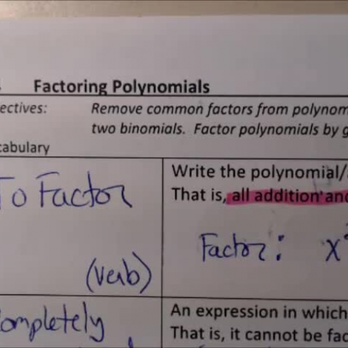 P.4 Factoring Polynomials Video #2