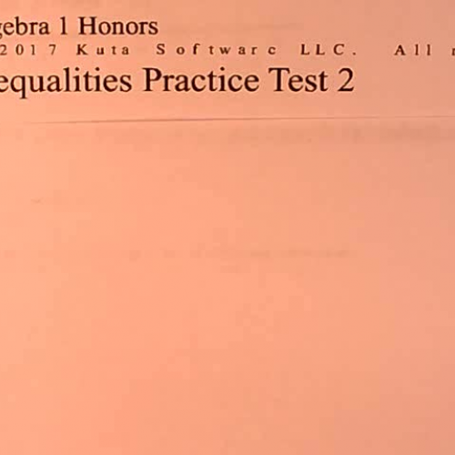 Algebra 1 - Inequalities Practice Test 2