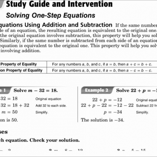 2 2 Study Guide And Intervention Solving One Step Equations Study Poster 2 2 Study Guide And Intervention Solving One Step Equations Study Poster