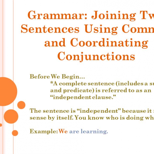 Commas and Coordinating Conjunctions