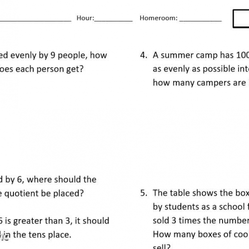 5th Math Topic 4 Test