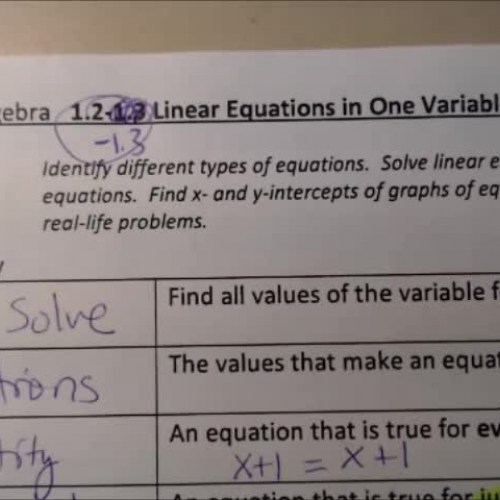 1.2-1.3 Video #2 - Equations in one variable