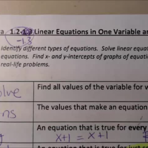 1.2-1.3 Video #3 - Equations in One Variable and Modeling with Linear Functions