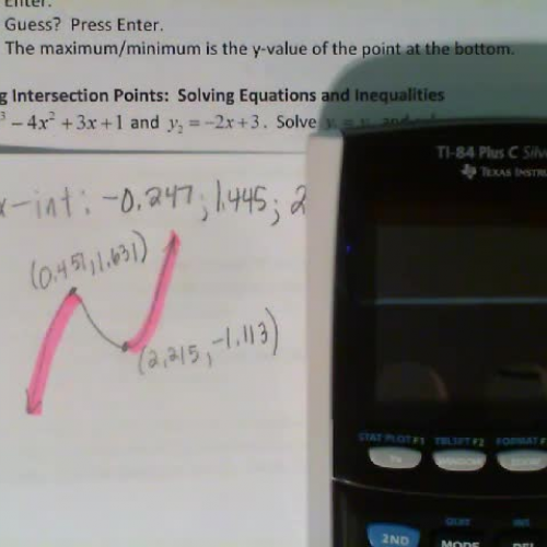 TI-84:  Finding intersection points and using them to solve equations and inequalities.