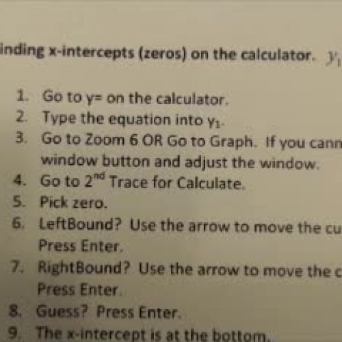 Calculate x-intercepts on Graphing Calculator