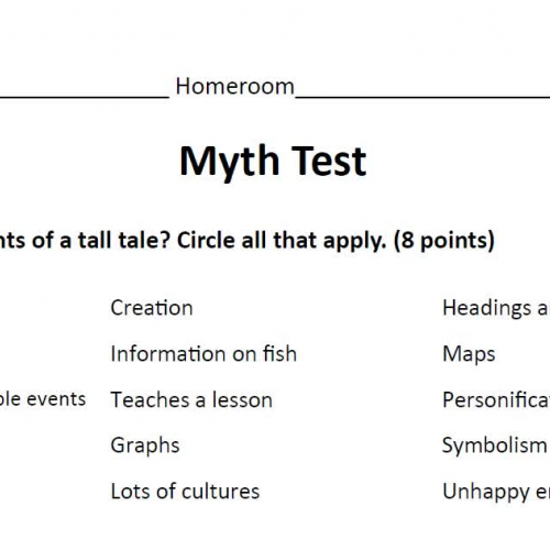 5th Grade Reading Myth Test