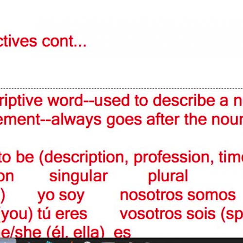 Spanish Adjectives continued 
