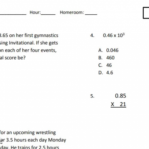 5th Math Topic 6 Test