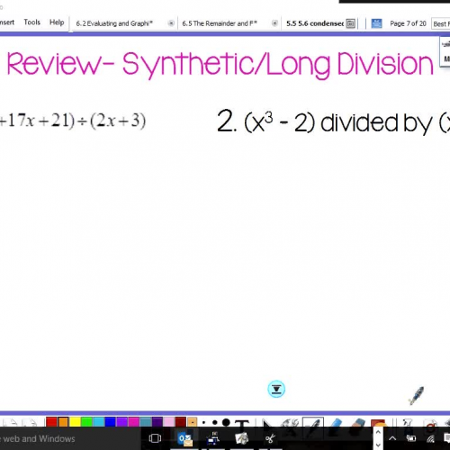 Lesson 6.5 - Remainder Theorem Notes