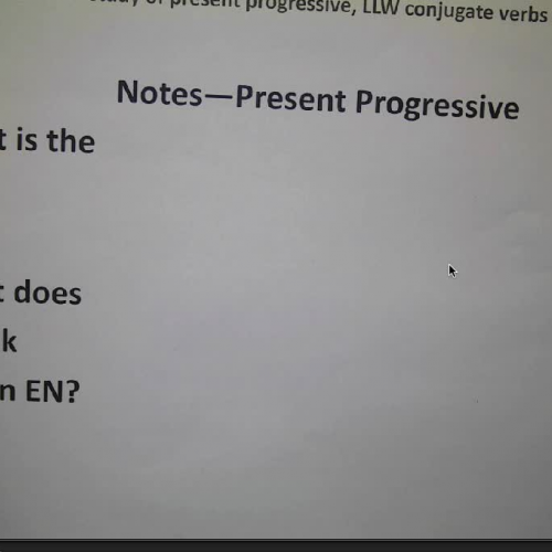 Present Progressive Notes - Spanish