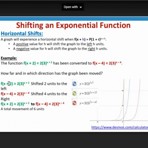 Shifting Exponential Functions Horizontally