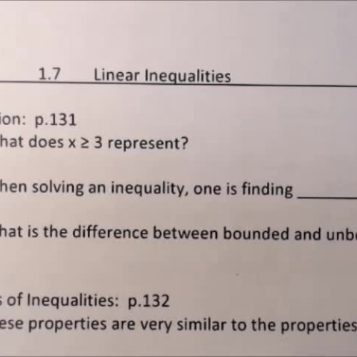 CA 1.7 Video #1 - Linear Inequalities