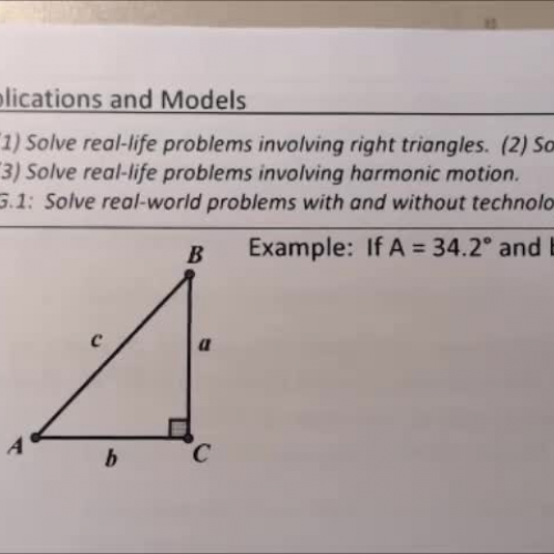 Trig 1.8 Video #1 - Simple Right Triangle Application