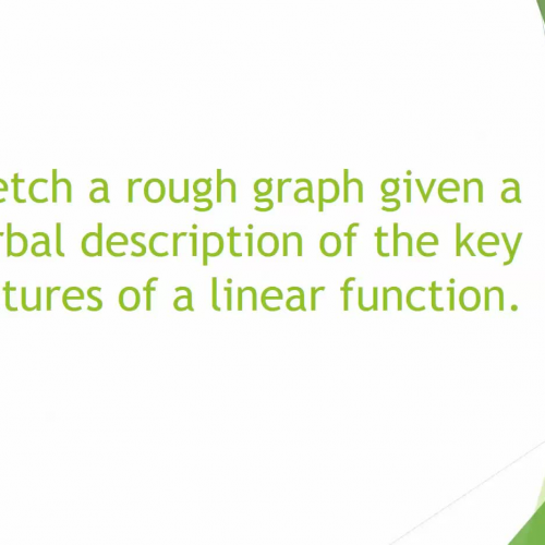 Sketch a rough graph given a verbal description of the key features of a linear function