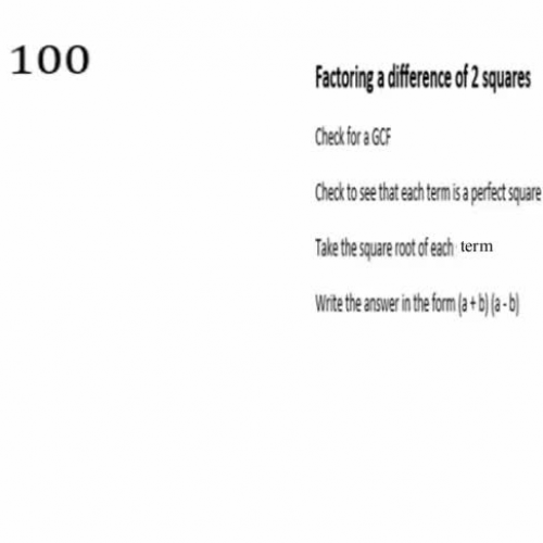 Factoring a Difference of 2 Squares