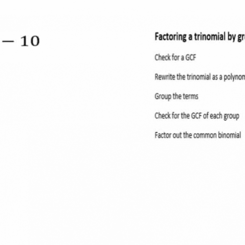 Factoring a Trinomial by Grouping