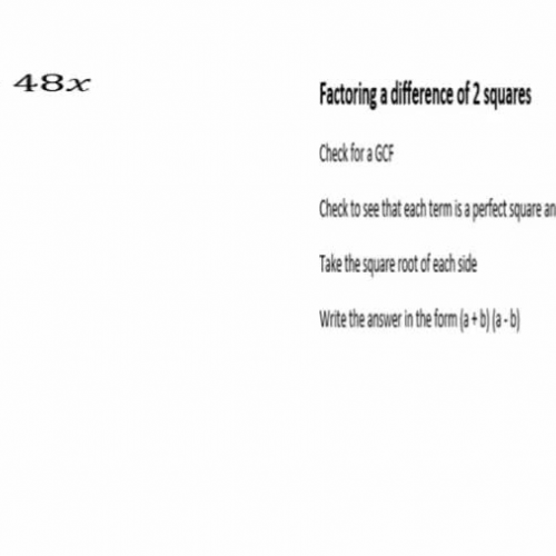 factoring a difference of 2 squares twice #2 video