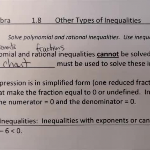 CA 1.8 Video #1 - Other Types of Inequalities (sign Charts)