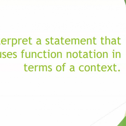 Interpret a statement that uses function notation