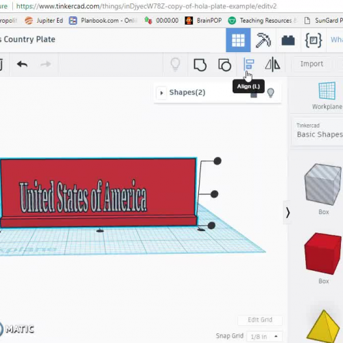 Align text in tinkercad