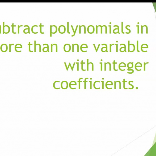 Subtract polynomials in more than one variable with integer coefficients