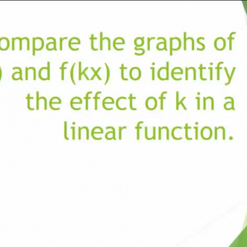 Compare the graphs of f(x) and f(kx) to identify the effect of k in a linear function