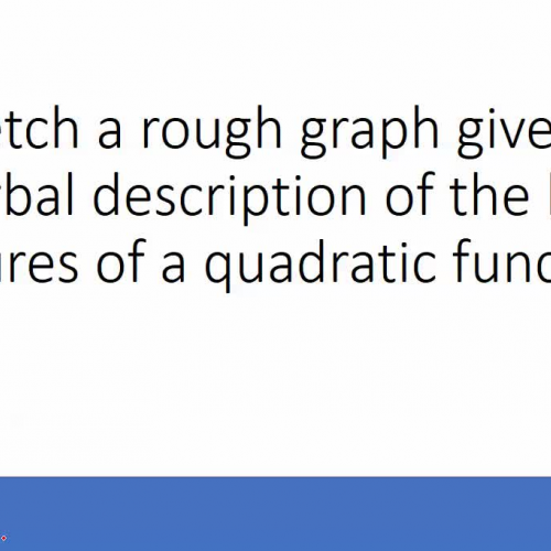 Sketch a rough graph given verbal description of the key features of a quadratic function