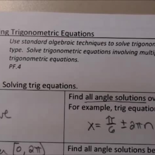 Trig 2.3 Video 2 Solve Trig EQ