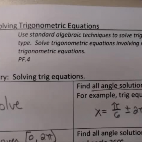 Trig 2.3 Video 3 Solving EQ