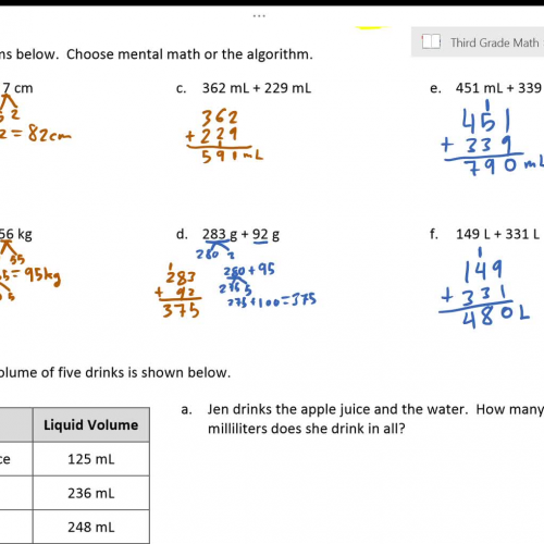 Lesson 37: Adding and Regrouping Measurements Using the Algorithm - question 1