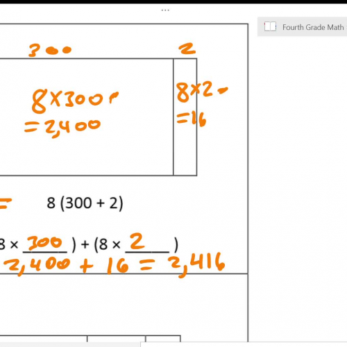 Lesson 32: Multi-Digit Times Single-Digit Multiplication (The Array Model) - questions 1b & c