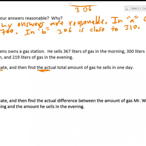 Lesson 43: Estimating Sums and Differences by Rounding - question 2