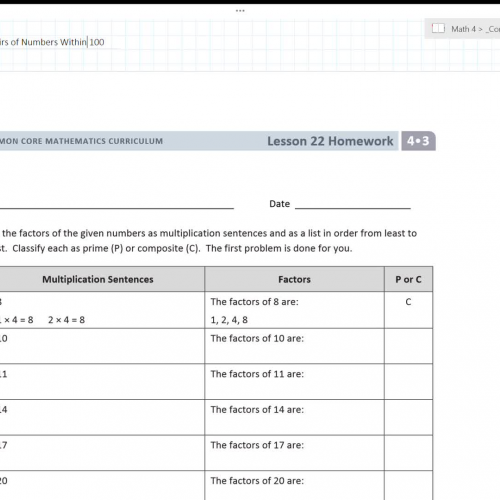 Lesson 39: Finding Factor Pairs of Numbers Within 100 - page 1