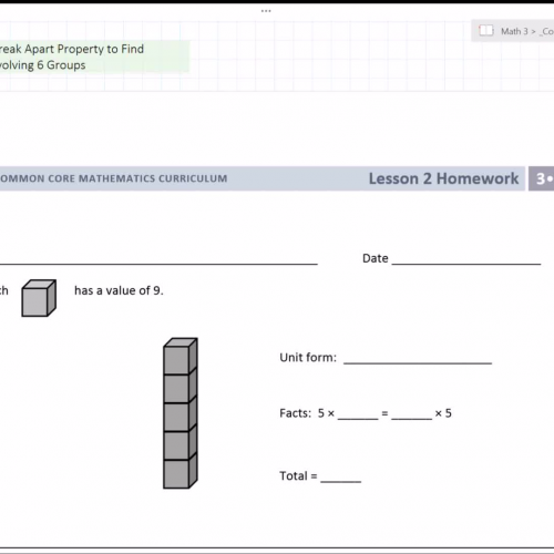 Lesson 45: Using the Break Apart Property to Find Multiplication Facts Involving 6 Groups 