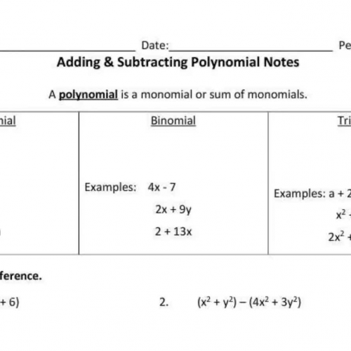 Adding and Subtracting Polynomial Notes