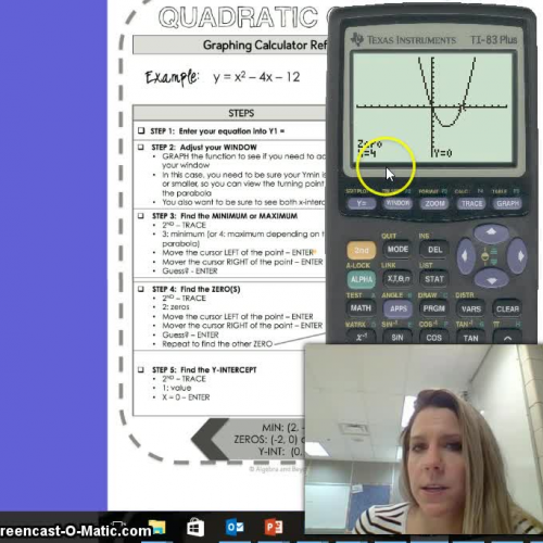 Graphing Quadratics on Calculator