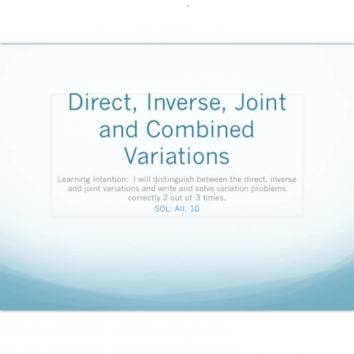 Direct, Inverse, Joint and Combined Variations