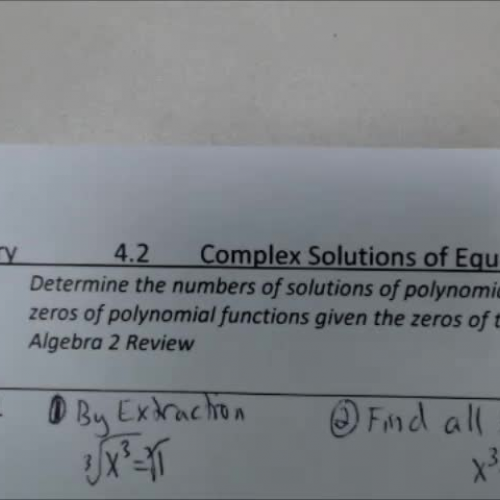 Trig 4.2 Video 2 - Complex Solutions of Equations