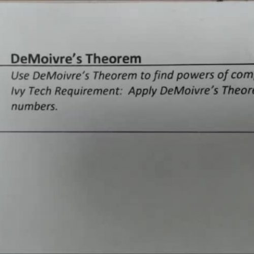 4.5 Demoivres theorem video 2 nth roots
