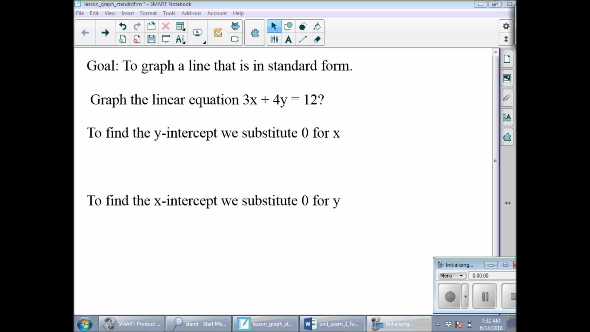 Ackerman's Video on Graphing in Standard Form