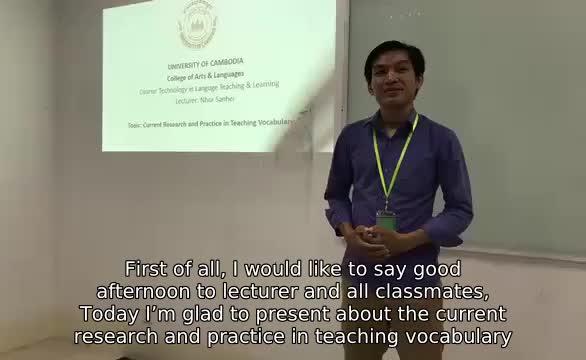 The Mock Presentation on the Topic: Vocabulary Teaching Approaches in English Subtitle, Part 1