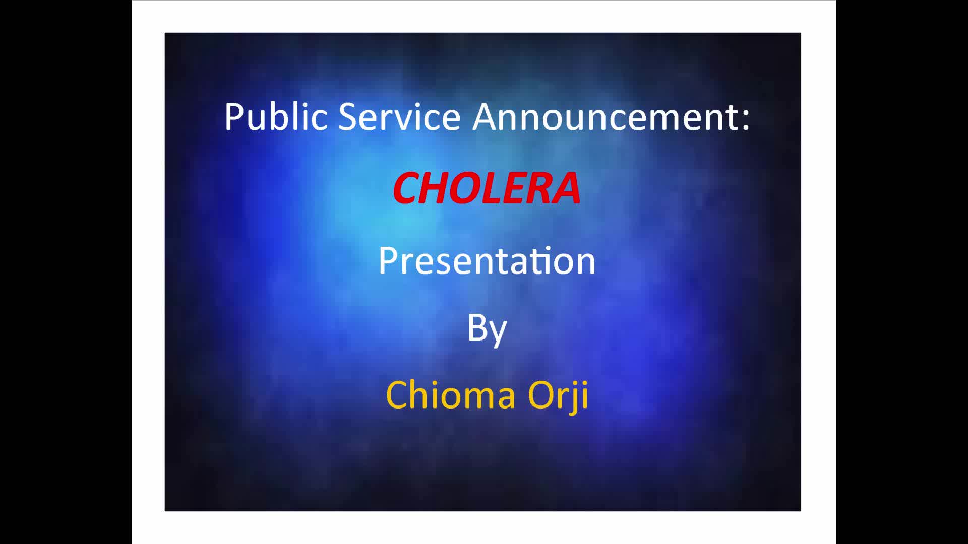 Cholera PSA June 2018